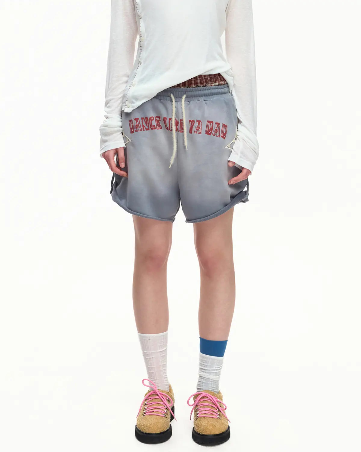EMO Garment Washed Diamond Quilted Shorts blue