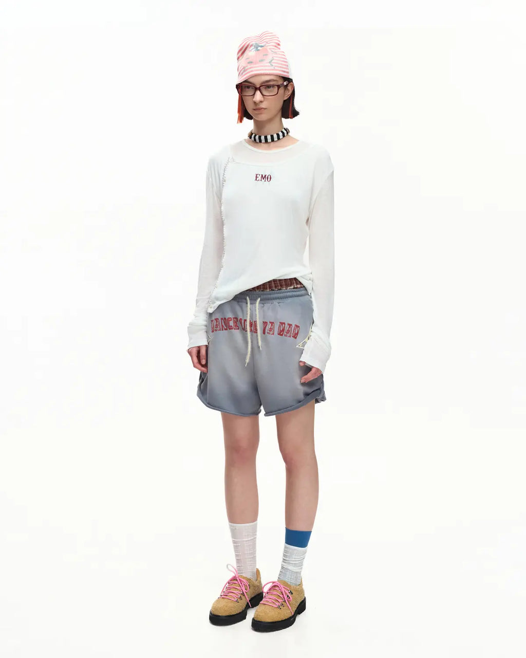 EMO Garment Washed Diamond Quilted Shorts blue