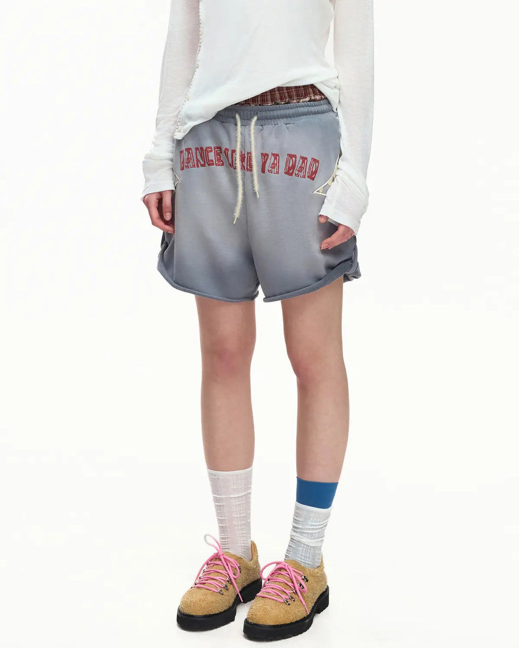 EMO Garment Washed Diamond Quilted Shorts blue