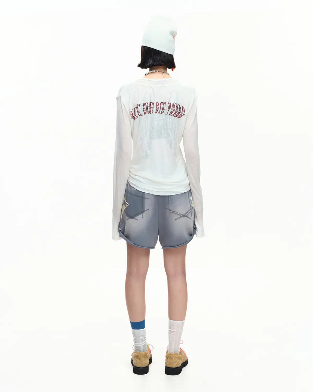 EMO Garment Washed Diamond Quilted Shorts blue