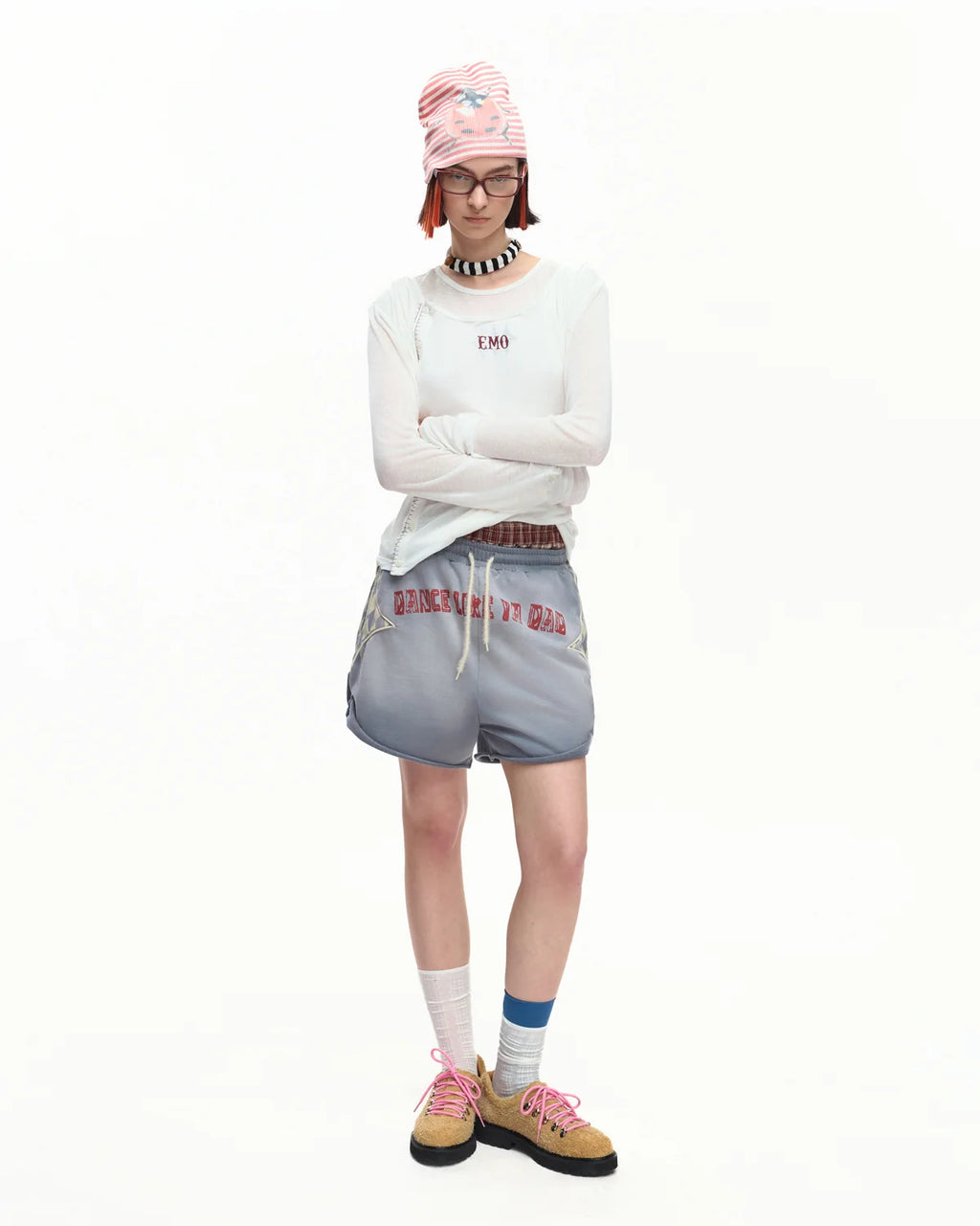 EMO Sheer Layered Graphic Long Sleeve T-Shirt