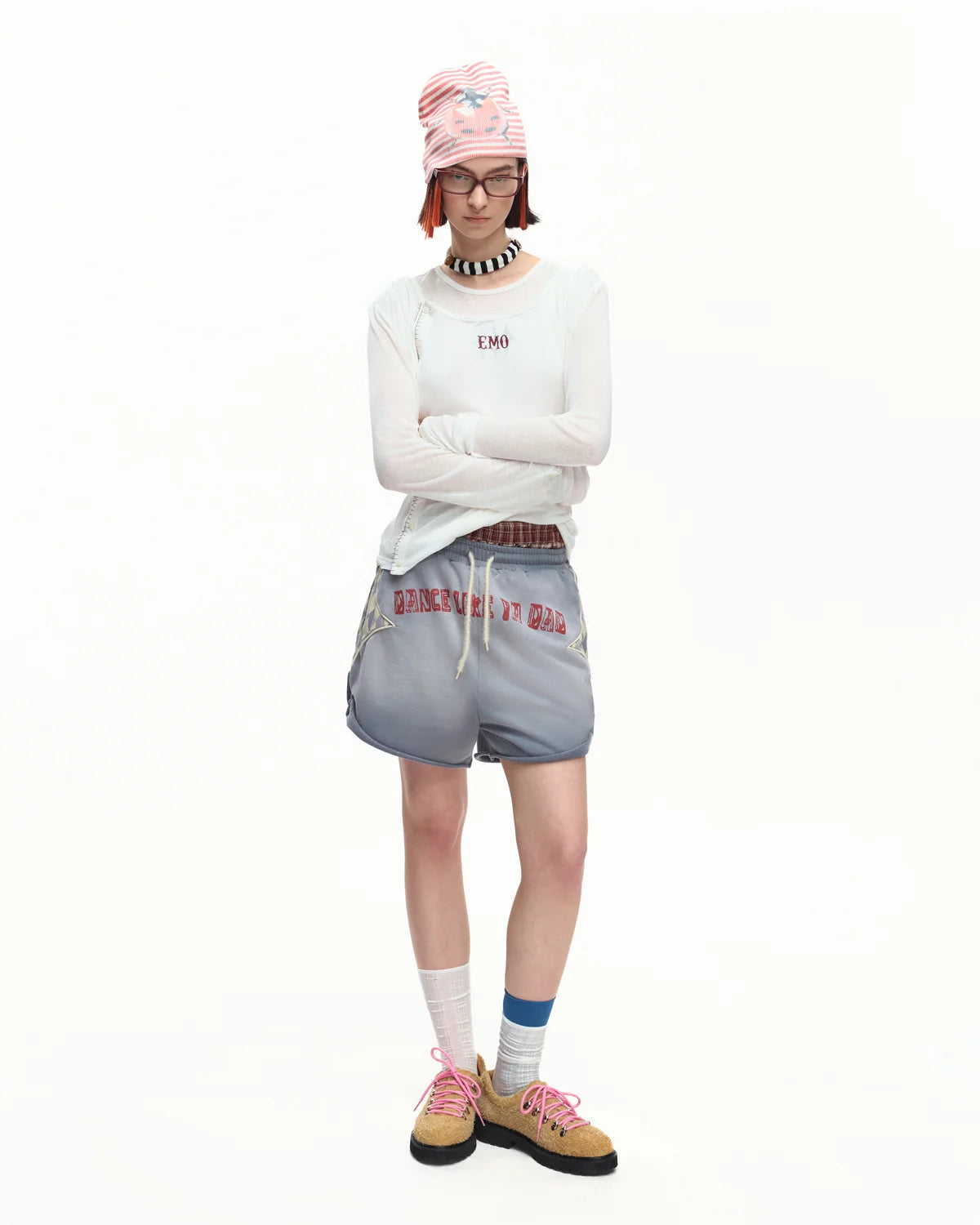 EMO Sheer Layered Graphic Long Sleeve T-Shirt