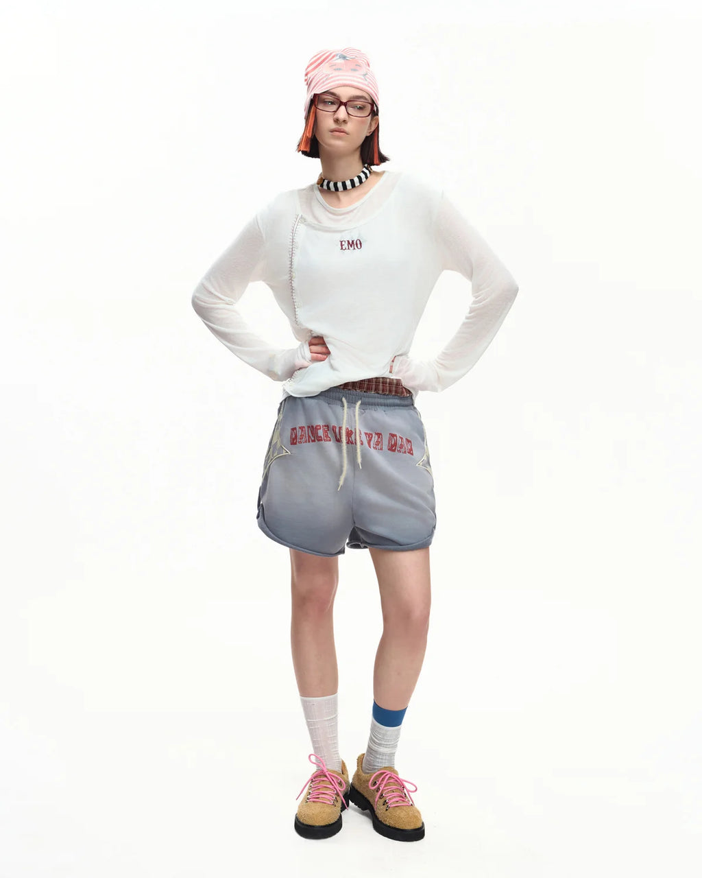 EMO Sheer Layered Graphic Long Sleeve T-Shirt