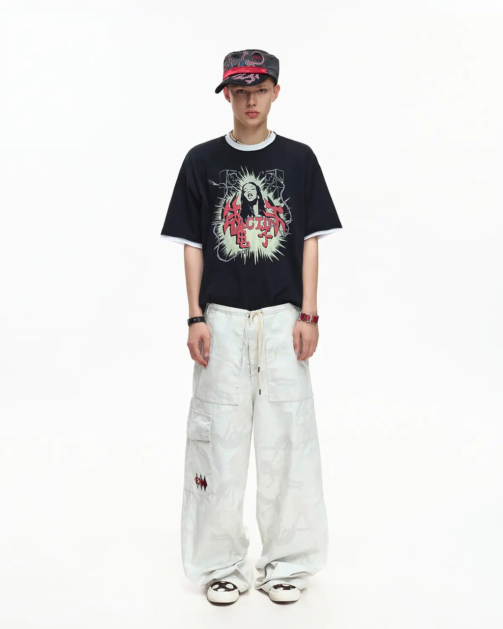 EMO Fake Layer Cropped Box Tee Black