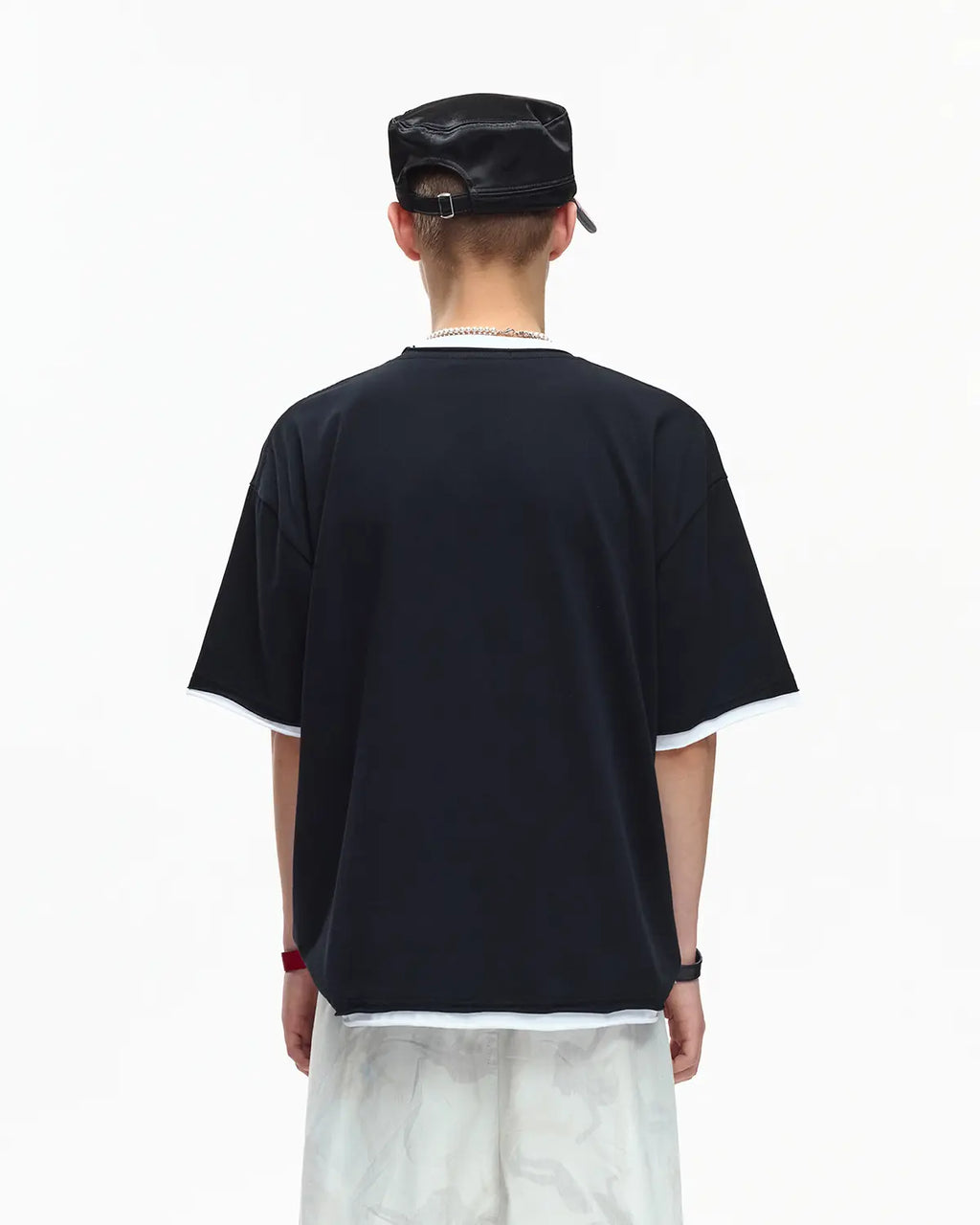 EMO Fake Layer Cropped Box Tee Black