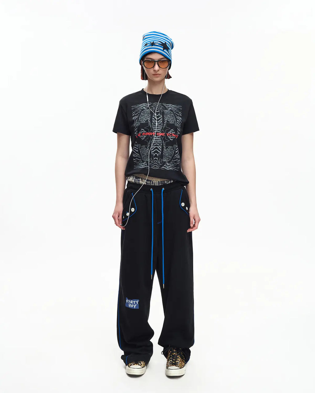 EMO 265g Faded Tiger Mirror Slim Tee（black）