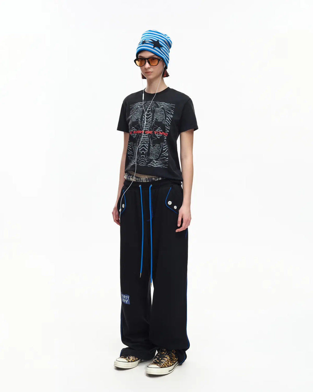 EMO 265g Faded Tiger Mirror Slim Tee（black）