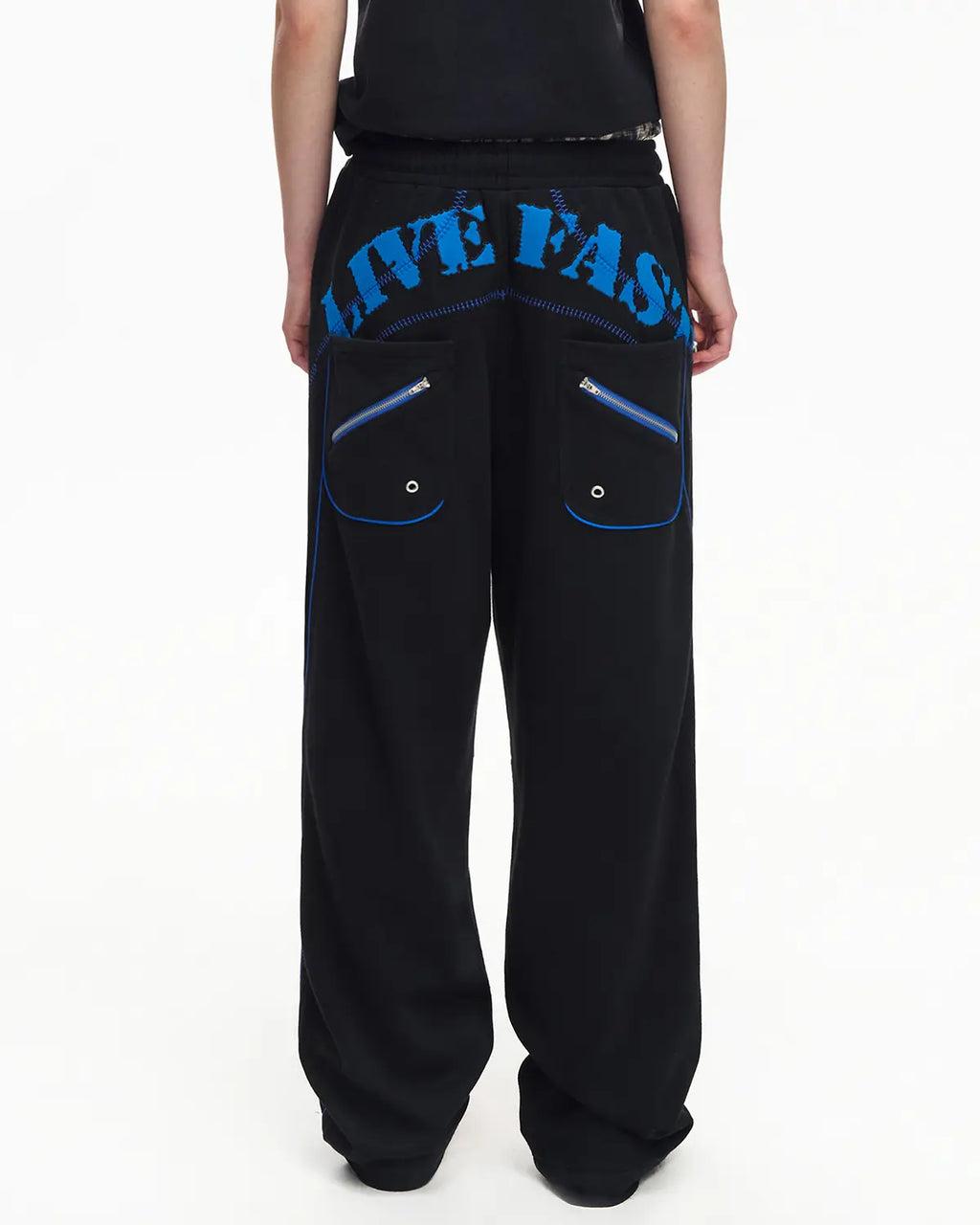 EMO Embroidered Straight-Leg Sweatpants Black