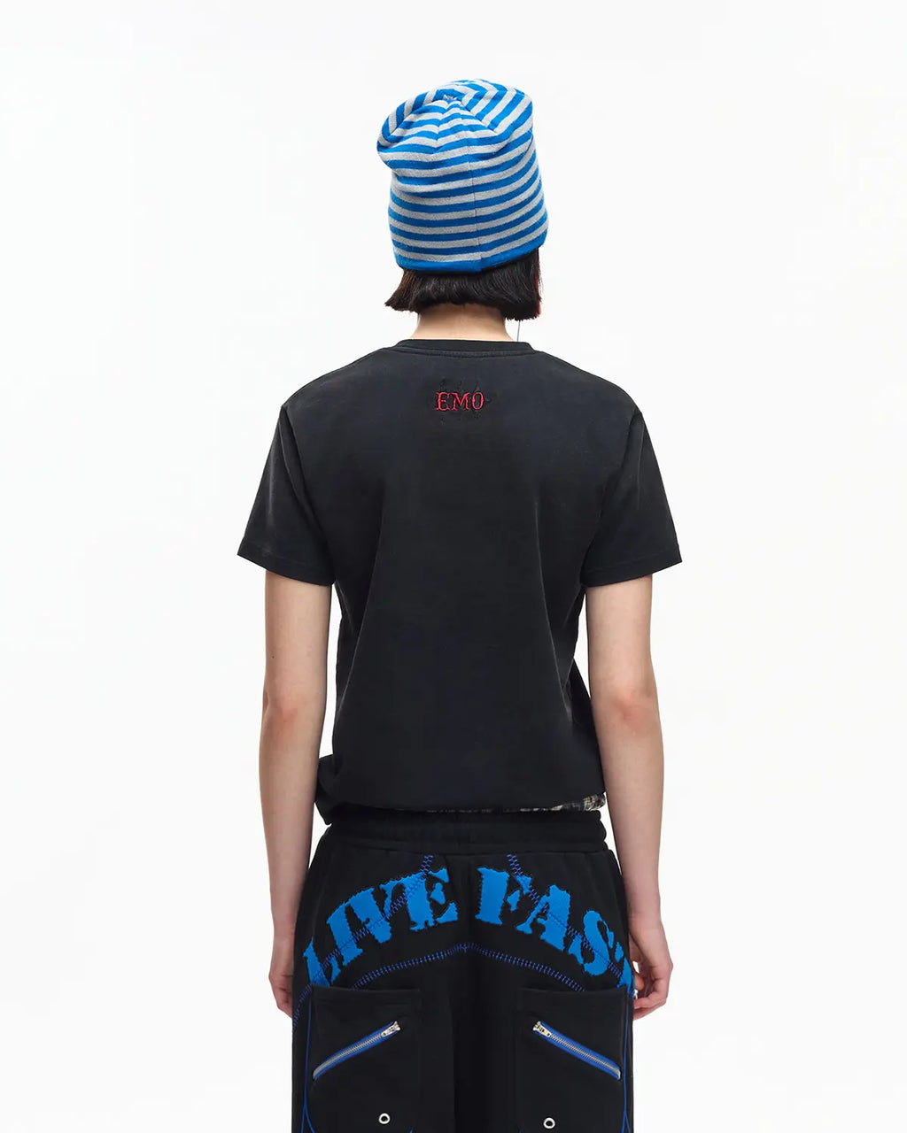 EMO 265g Faded Tiger Mirror Slim Tee（black）