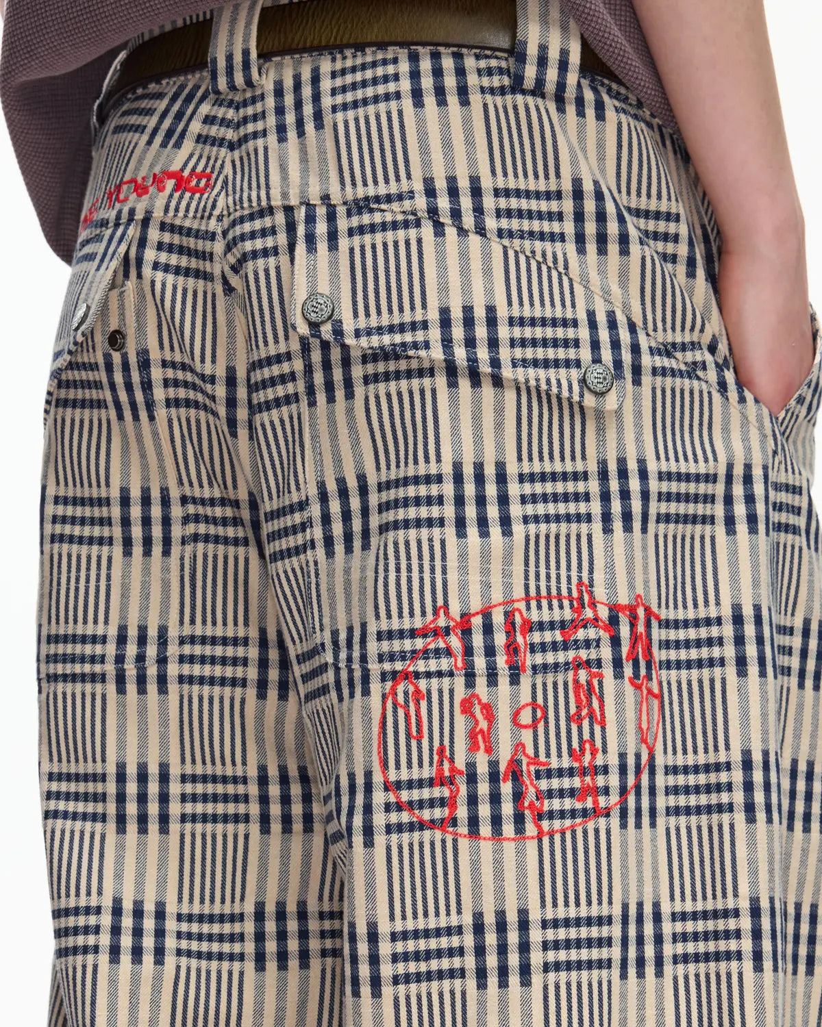 EMO Vintage Plaid Balloon Trousers Brown