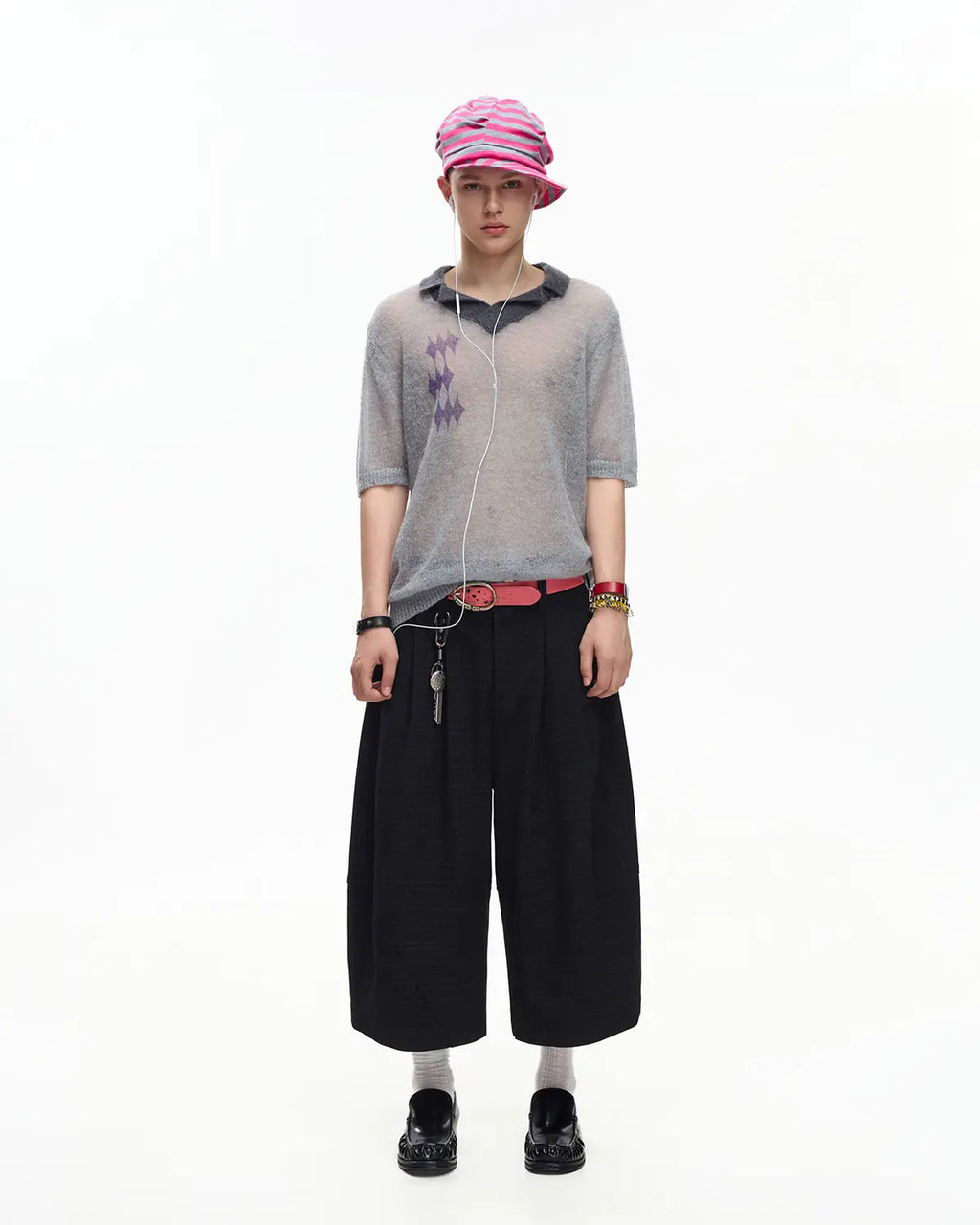 EMO Mohair Wool Knit Short Sleeve（Grey）