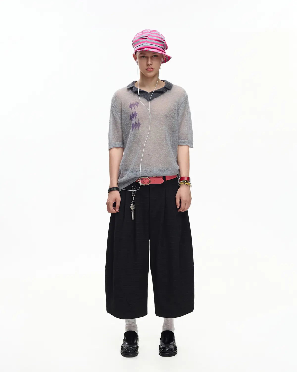 EMO Mohair Wool Knit Short Sleeve（Grey）