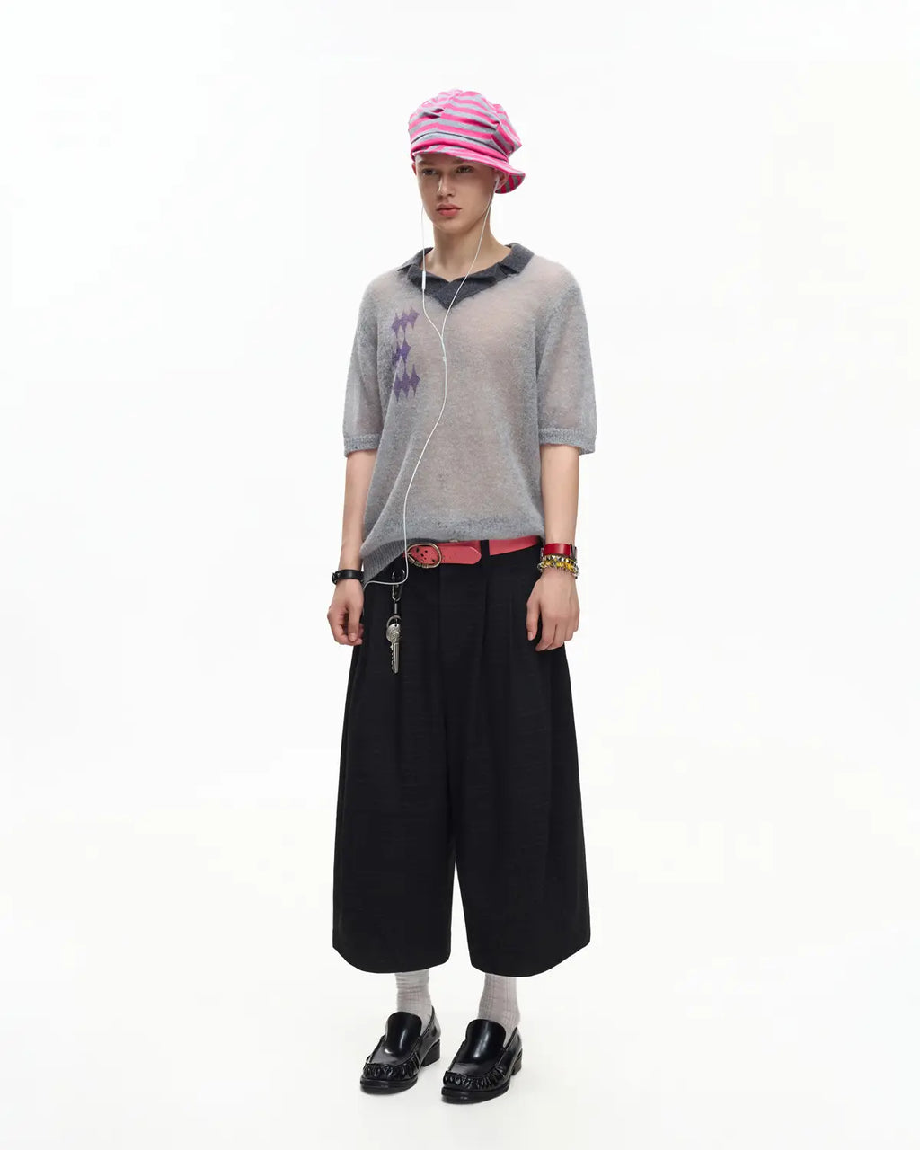 EMO Mohair Wool Knit Short Sleeve（Grey）