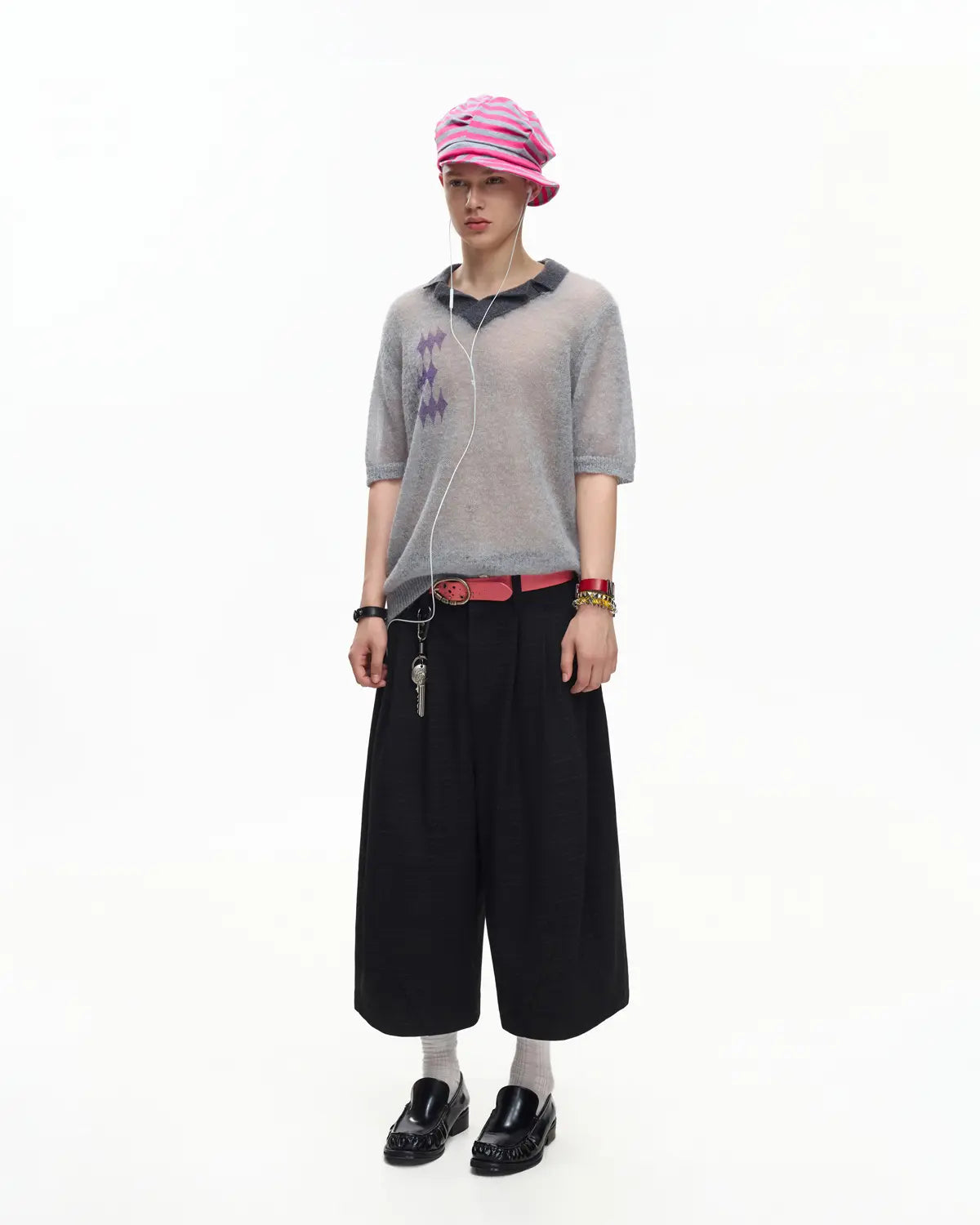 EMO Mohair Wool Knit Short Sleeve（Grey）