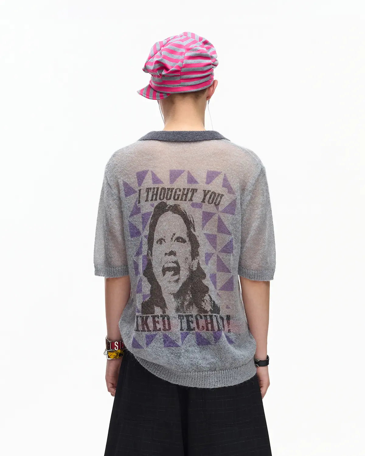 EMO Mohair Wool Knit Short Sleeve（Grey）