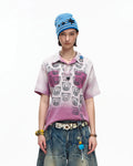 EMO “Taro Candy” Washed Cropped Polo Tee pink