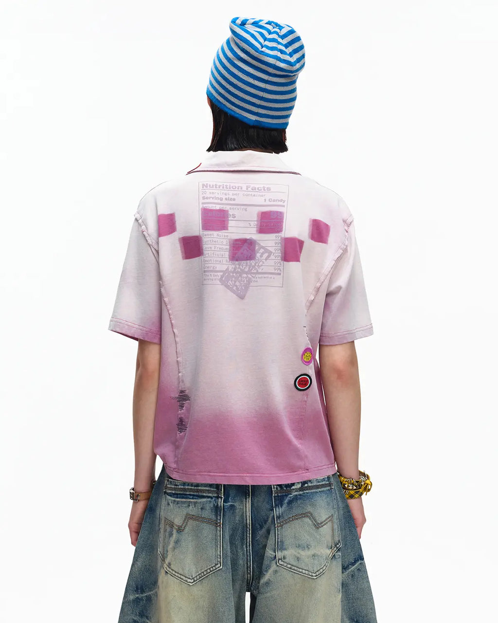 EMO “Taro Candy” Washed Cropped Polo Tee pink