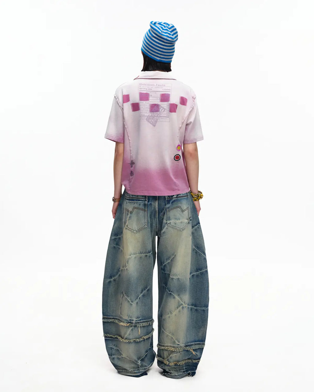EMO “Taro Candy” Washed Cropped Polo Tee pink