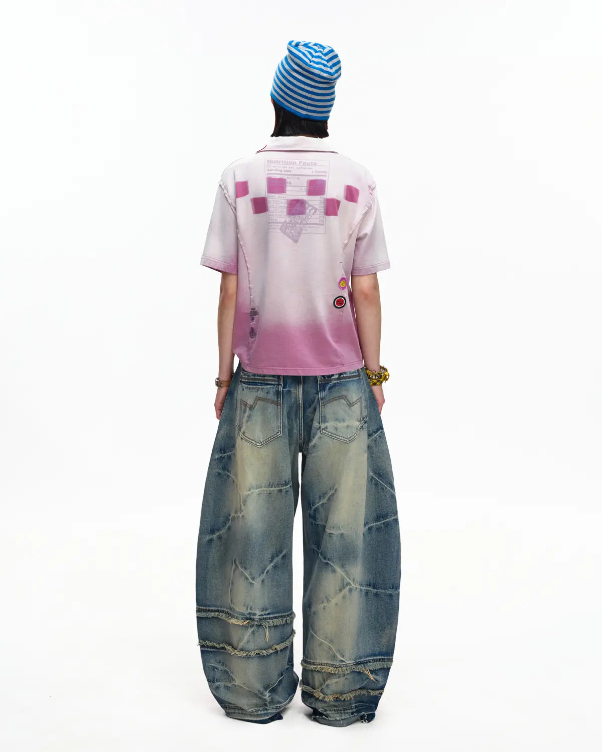 EMO “Taro Candy” Washed Cropped Polo Tee pink