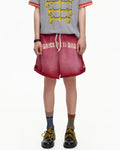 EMO Garment Washed Diamond Quilted Shorts Red