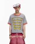 EMO Double-Layer Contrast Rib Print Slim Tee