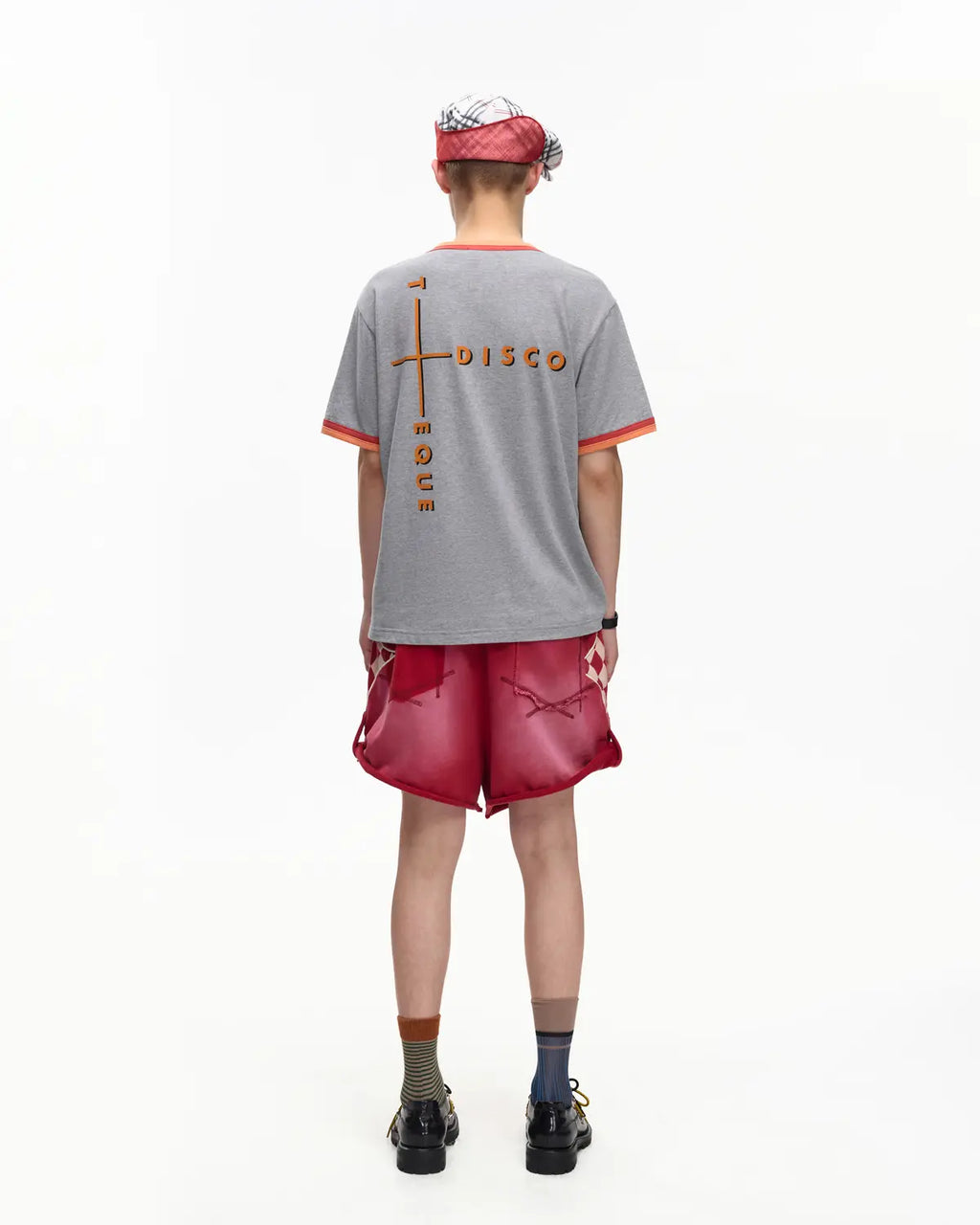 EMO Double-Layer Contrast Rib Print Slim Tee