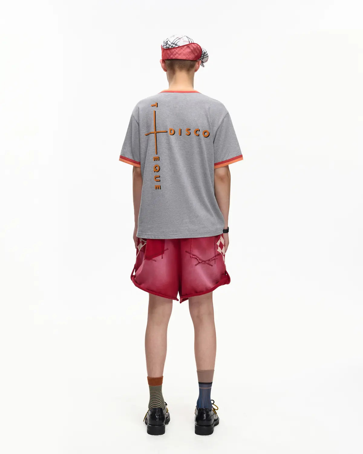 EMO Garment Washed Diamond Quilted Shorts Red