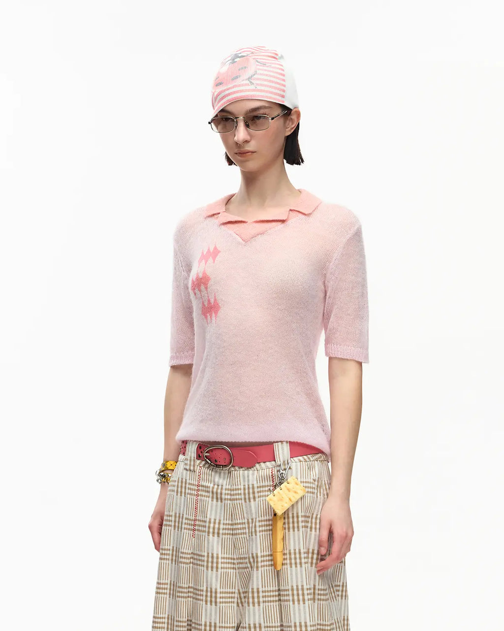 EMO Mohair Wool Knit Short Sleeve（Pink）