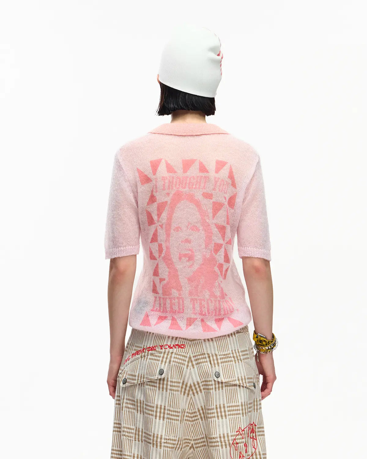 EMO Mohair Wool Knit Short Sleeve（Pink）
