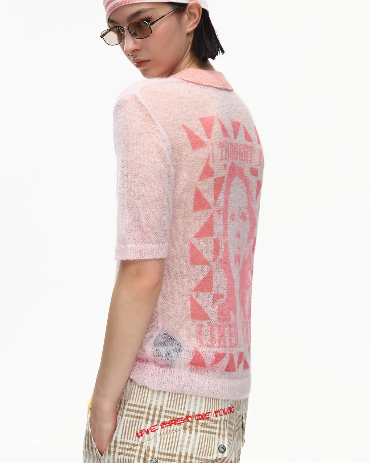 EMO Mohair Wool Knit Short Sleeve（Pink）
