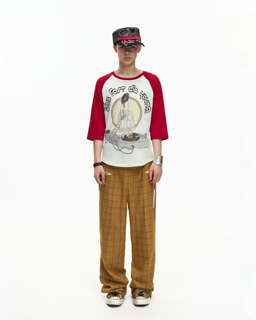 EMO 3/4 Sleeve Raglan Graphic Tee Red