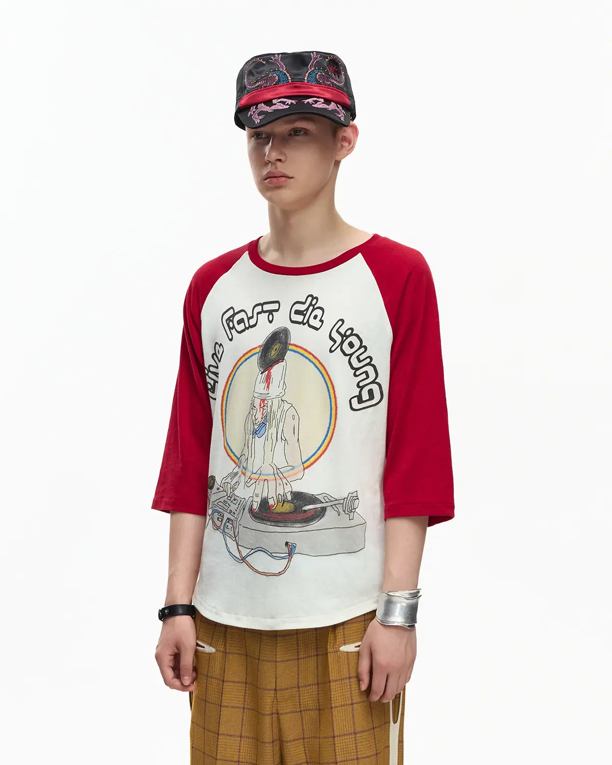 EMO 3/4 Sleeve Raglan Graphic Tee Red