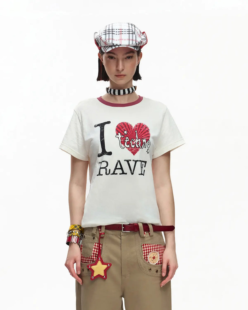 EMO “I Love Techno” Slub Print Tee White