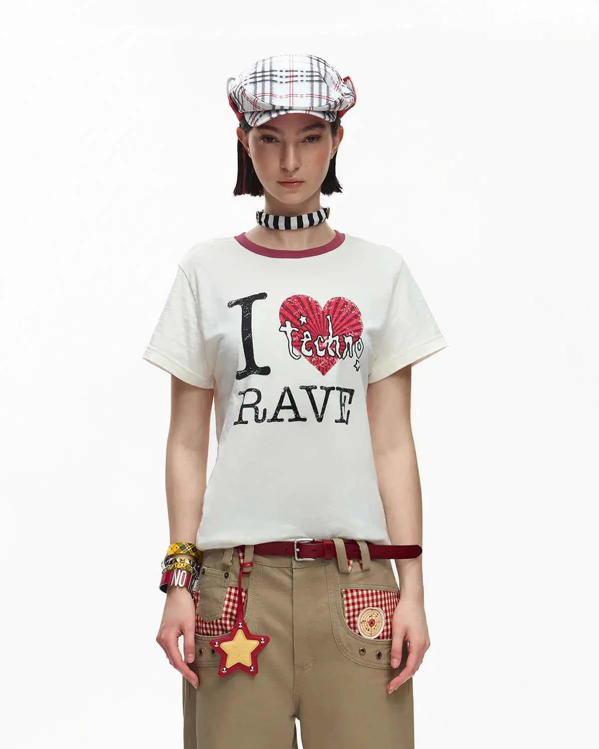 EMO “I Love Techno” Slub Print Tee White