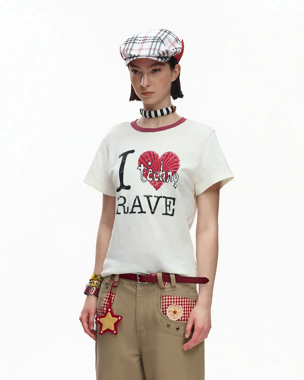 EMO “I Love Techno” Slub Print Tee White