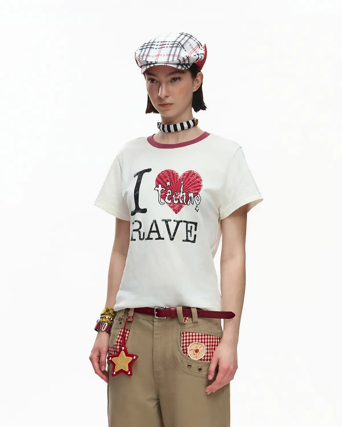 EMO “I Love Techno” Slub Print Tee White