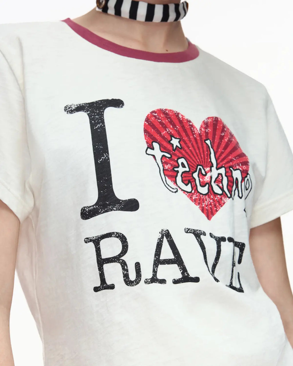EMO “I Love Techno” Slub Print Tee White