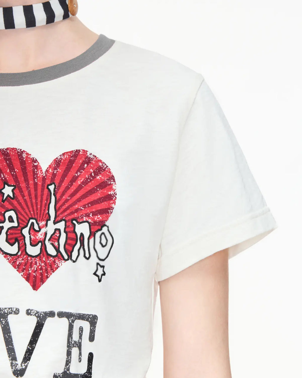 EMO “I Love Techno” Slub Print Tee White