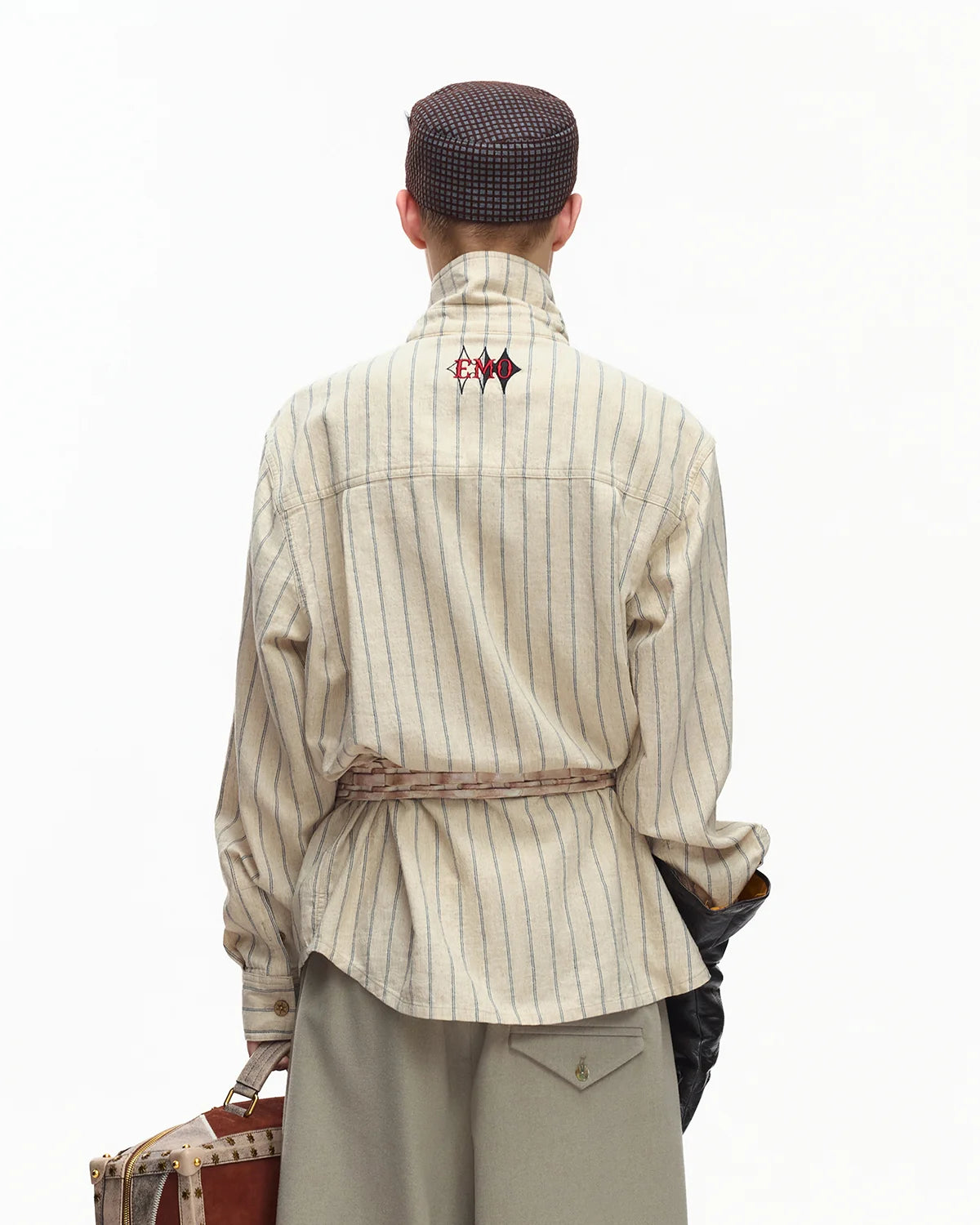 EMO Napoleon Double-Breasted Vertical-Striped Shirt