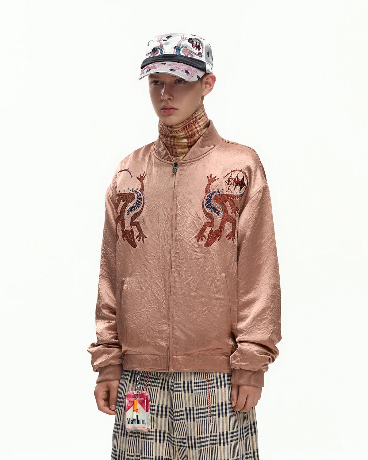 EMO Mirrored Tiger-Stripe Sukajan Jacket Red