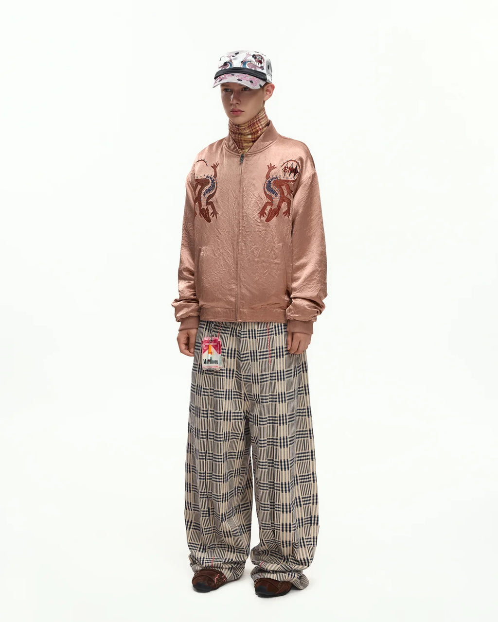 EMO Mirrored Tiger-Stripe Sukajan Jacket Red