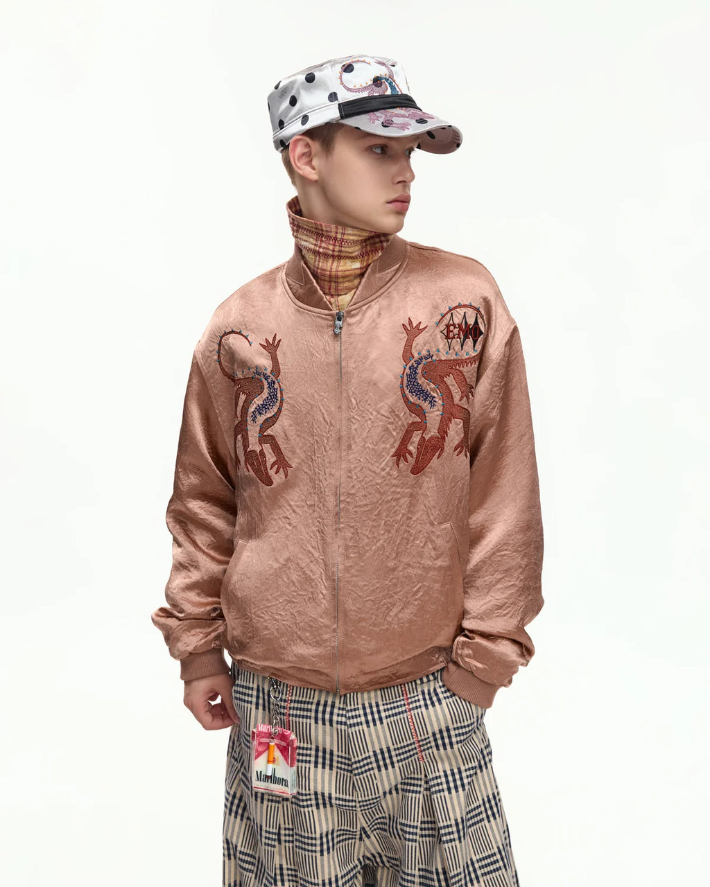 EMO Mirrored Tiger-Stripe Sukajan Jacket Red