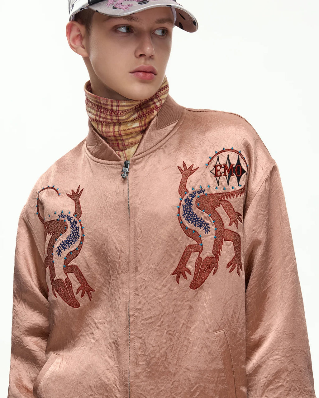 EMO Mirrored Tiger-Stripe Sukajan Jacket Red