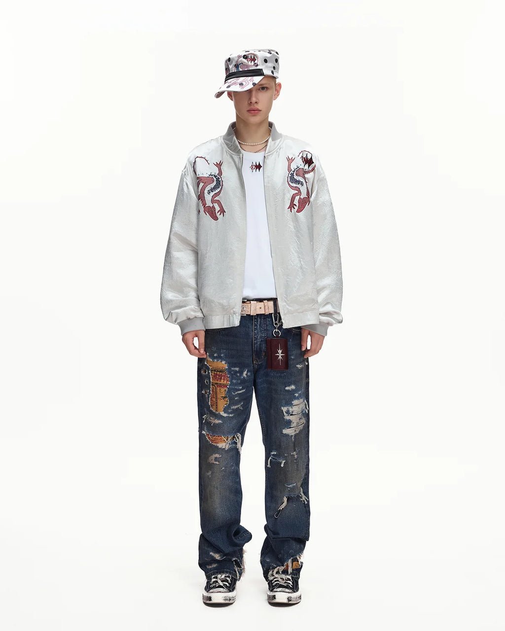 EMO Mirrored Tiger-Stripe Sukajan Jacket Gray