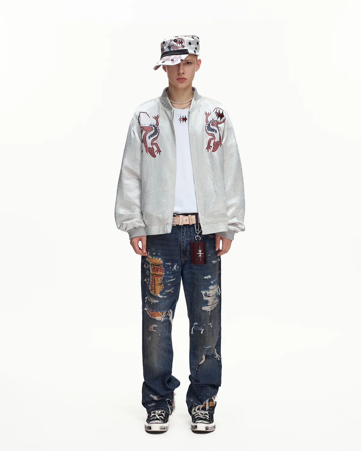 EMO Mirrored Tiger-Stripe Sukajan Jacket Gray