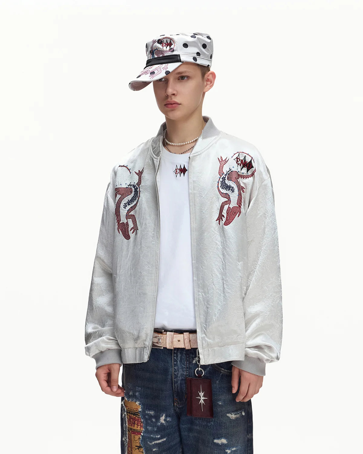 EMO Mirrored Tiger-Stripe Sukajan Jacket Gray