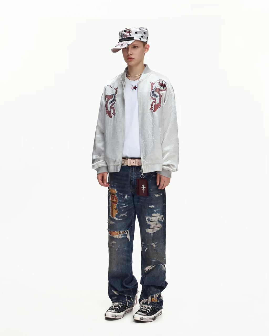EMO Mirrored Tiger-Stripe Sukajan Jacket Gray