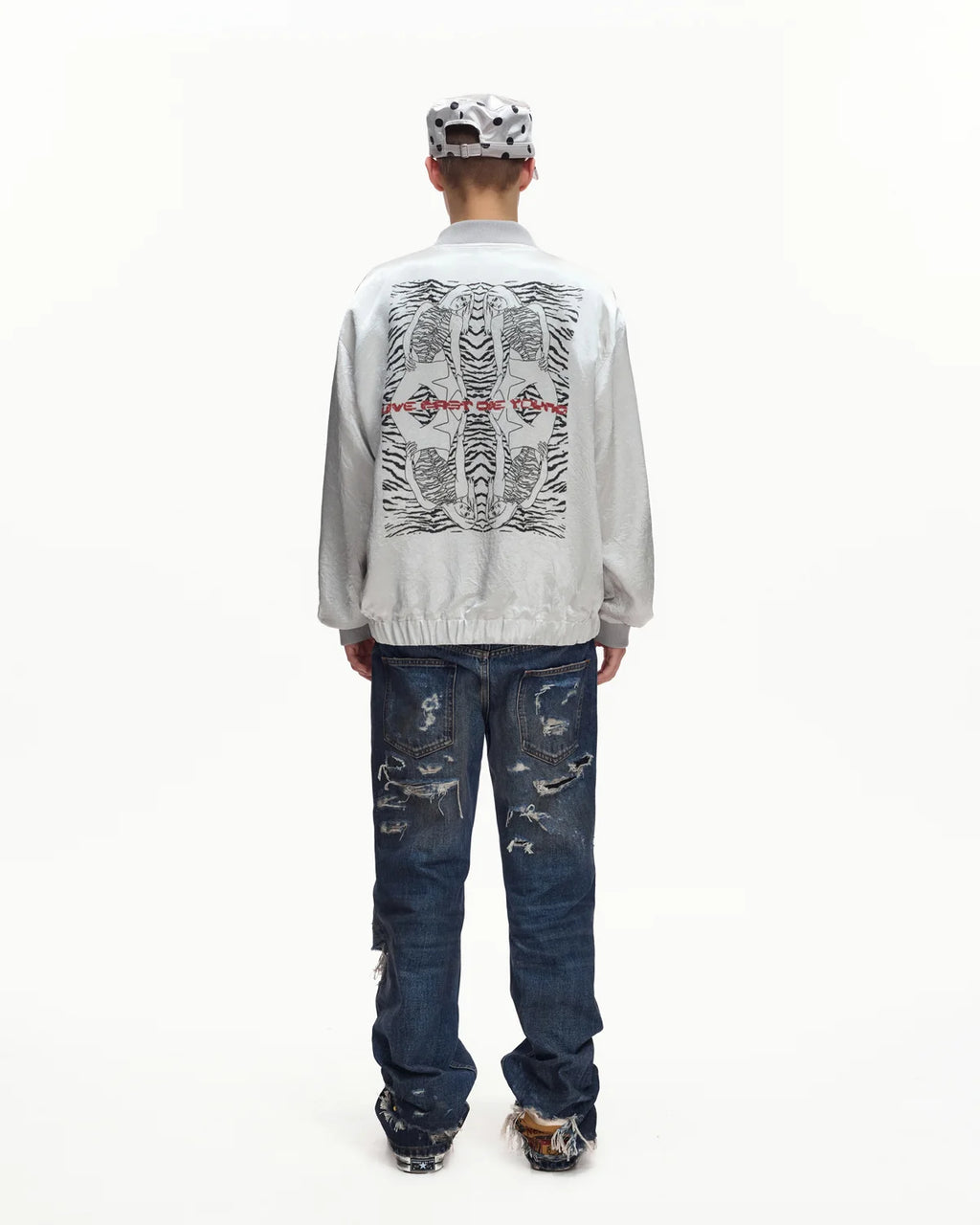 EMO Mirrored Tiger-Stripe Sukajan Jacket Gray