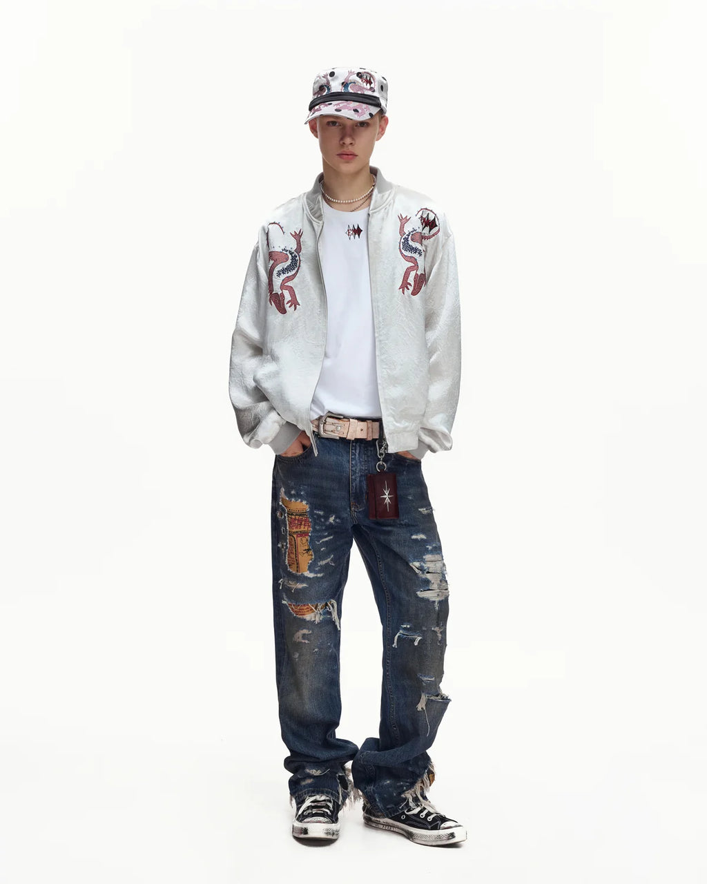 EMO Mirrored Tiger-Stripe Sukajan Jacket Gray