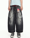 EMO Washed Denim Panel Cropped Jeans